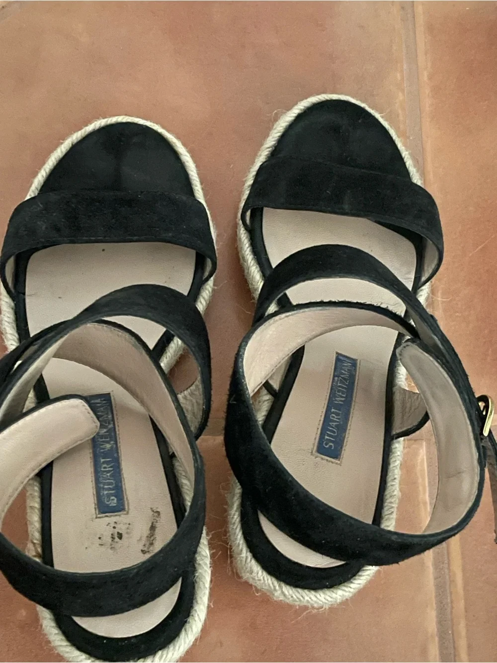 Stuart Weitzman Black Suede Espadrille Wedge - Picture 6 of 8